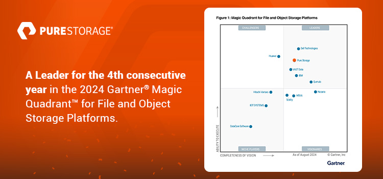 Pure Storage се утвърждава като лидер в класацията на Gartner за платформи за съхранение на файлове и обекти.